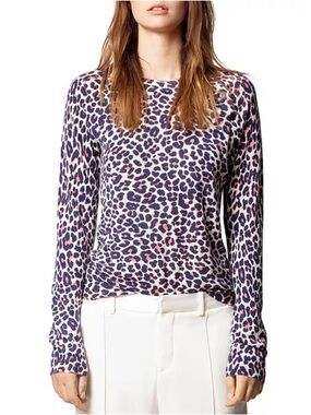 Zadig & Voltaire Leopard-Print 100% Cashmere Sweater